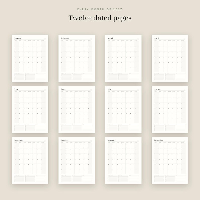 2027 Dated Planner Printable, Monthly Calendar, Habit Tracker, Budget Sheet (PDF Download) image 5