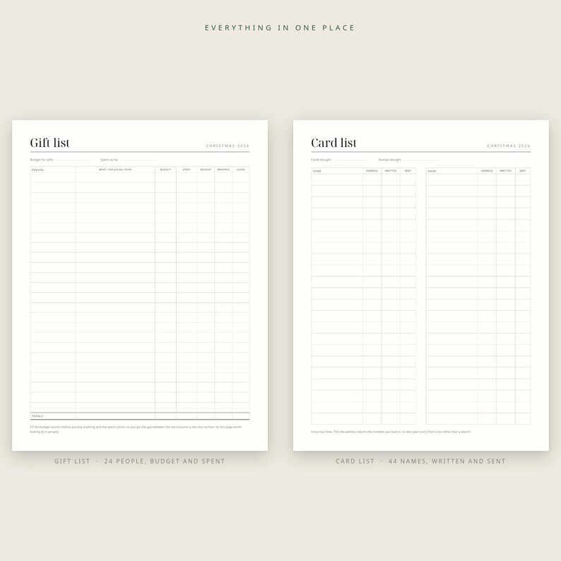 2026 Christmas Planner, Gift List, Budget, Dinner, Card (Instant Download) image 4