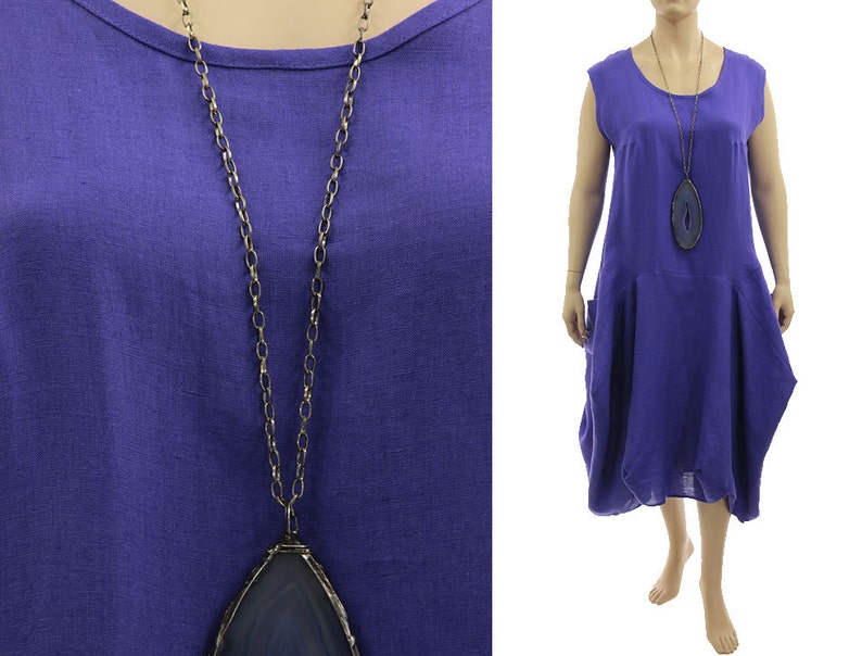 Purple boho linen maxi balloon dress US size 24-26 lagenlook dress plus size women XXL-XXXL pinafore summer linen dress linen tank dress