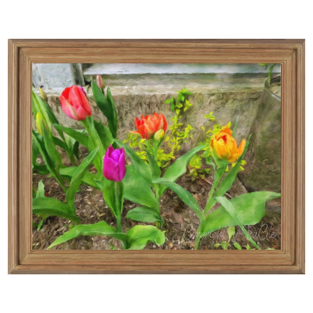 Printable Poster Tulip Flowers in Garden, Digital Download Art Print ...
