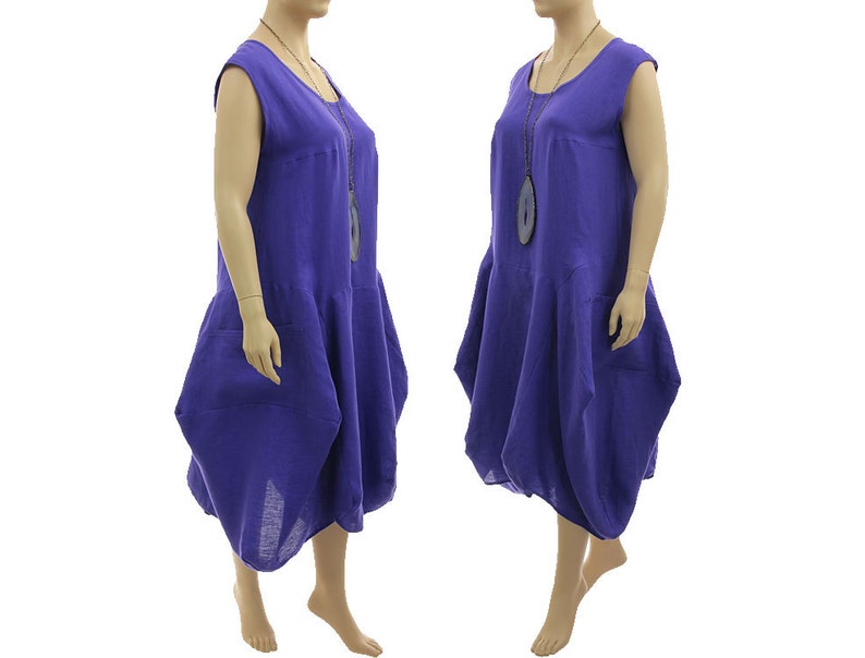 Purple boho linen maxi balloon dress US size 24-26 lagenlook dress plus size women XXL-XXXL pinafore summer linen dress linen tank dress