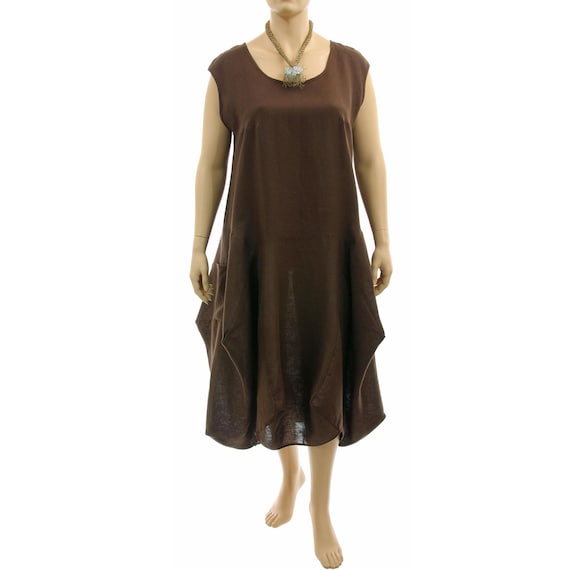 Brown Linen Maxi Summer Dress, Linen Tank Balloon Dress, Pinafore Summer Linen  Dress, Plus Size Brown Linen Dress, DE XXL, US Size 18-20/22 - Etsy