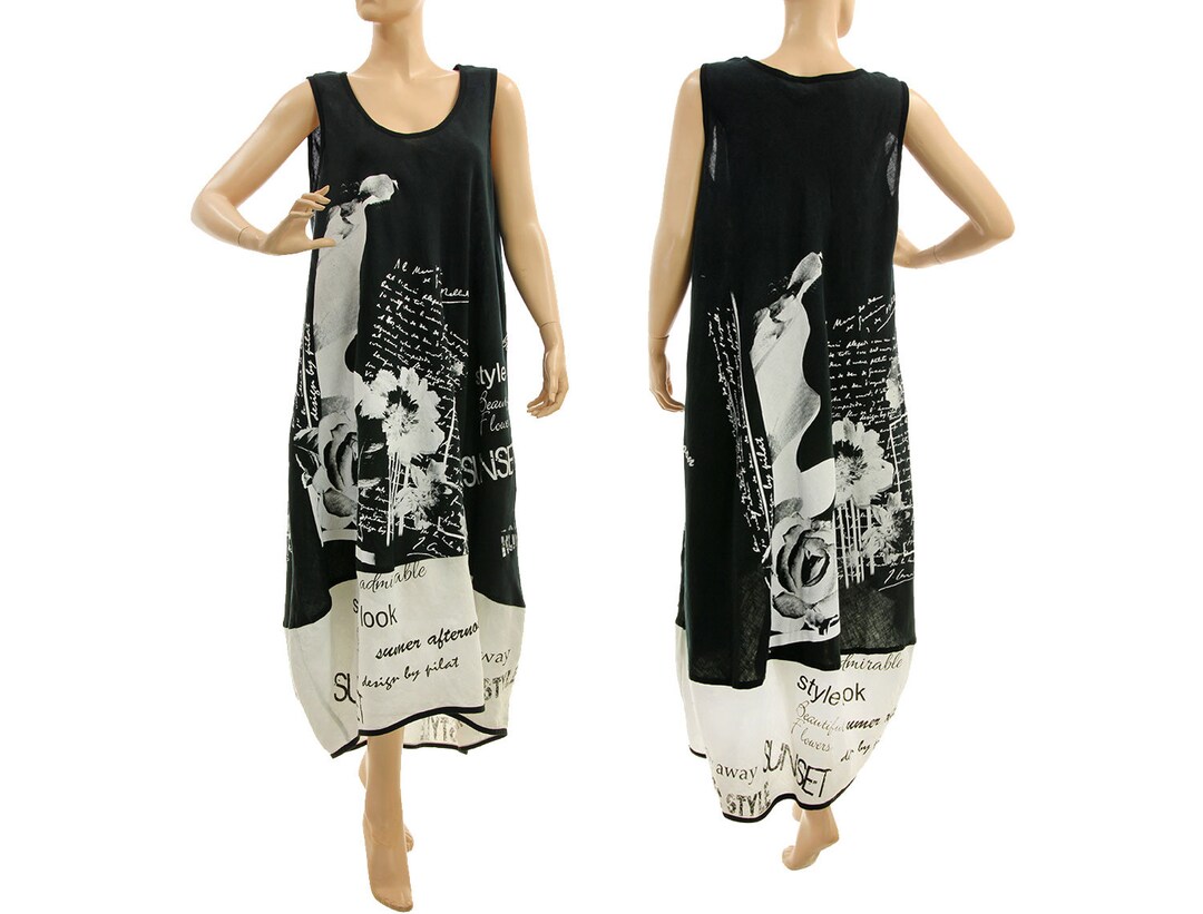 Plus Size Linen Maxi Dress Black Sleeveless V Neck Long Dress For Summer Breathable Comfort By Wavlynn main image 1