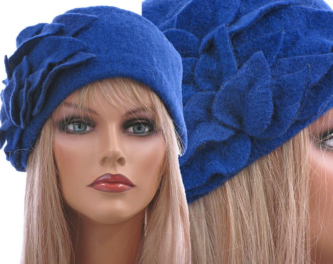 Artsy Handmade Womens Winter Hat / Cap in Cobalt Blue / Soft Etsy