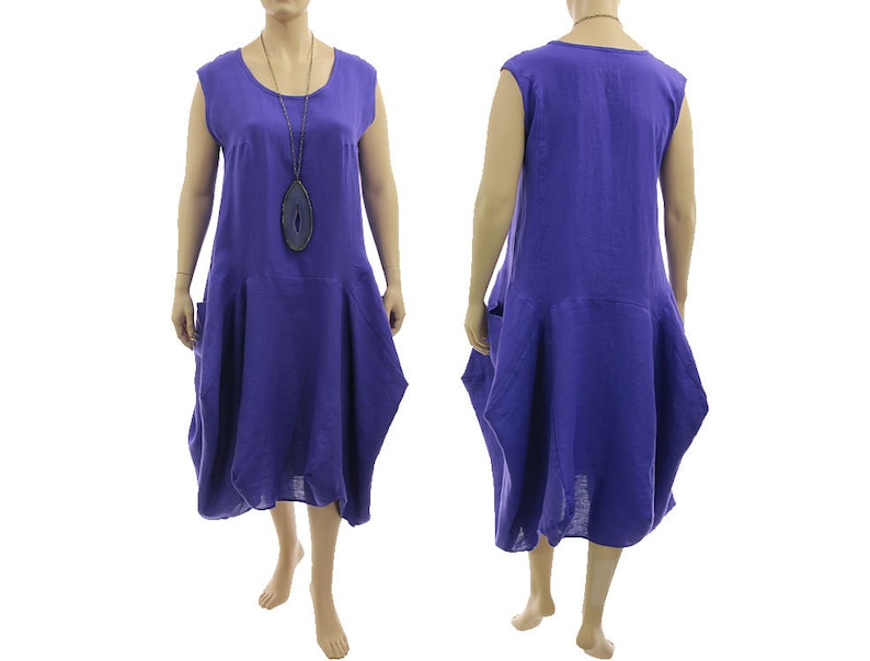 Purple boho linen maxi balloon dress US size 24-26 lagenlook dress plus size women XXL-XXXL pinafore summer linen dress linen tank dress