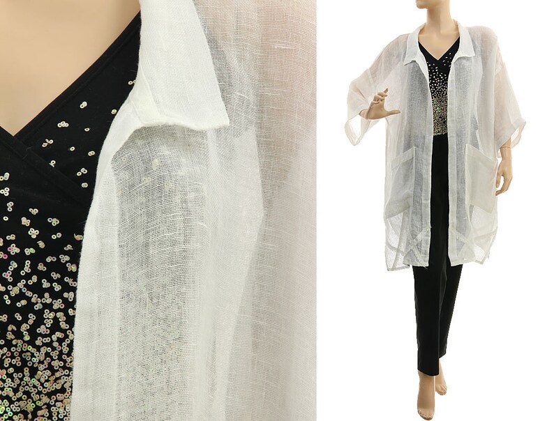 White plus size linen jacket coat boho linen jacket plus Etsy