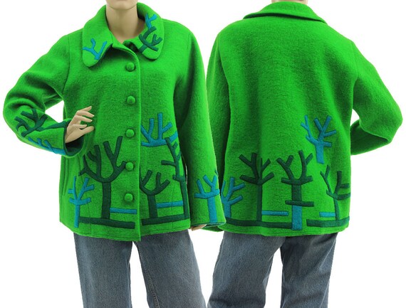 green boiled wool jacket
