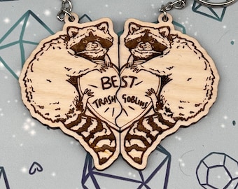 Friendship Best Trash Goblins Keyrings, Raccoon Keyring, Trash Cat, Possum Keyring, Trash Goblin, Trash Panda, Couple Keyrings