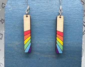 Pride Rainbow Earrings, Wooden pride earrings, rainbow earrings, LGBTQIA gift, Queer gift, Pride