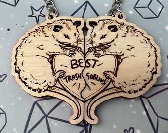 Friendship Best Trash Goblins Keyrings, Possum Keyring, Trash Cat, Raccoon Keyring, Trash Goblin, Couple Keyrings