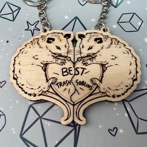 Vriendschap Best Trash Goblins-sleutelhangers, opossum-sleutelhanger, vuilniskat, wasbeersleutelhanger, vuilniskobold, sleutelhanger paar