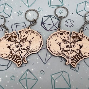 Friendship Best Trash Goblins Keyrings, Magpie Keyring, Trash Bird, Corvid Keyring, Trash Goblin, Couple Keyrings image 5