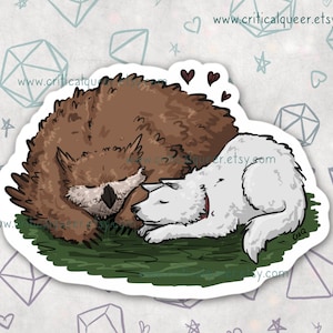 Scratch and Owlbear sticker, Cute sleeping best bois, Baldurs gate 3 Sticker, Vinyl sticker, Dungeons and Dragons Sticker