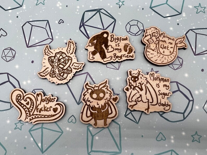 Biblically Accurate Angel Wooden Pin Badge, Seraphim image 6