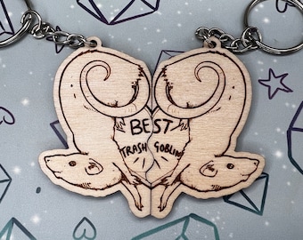Friendship Best Trash Goblins Keyrings, Rat Keyring, Trash Rat, Sewer Rat, Pet rat, Trash Animals,  Couple Keyrings
