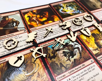 MTG-vaardigheidstellers, houten spelfiches uitgesneden