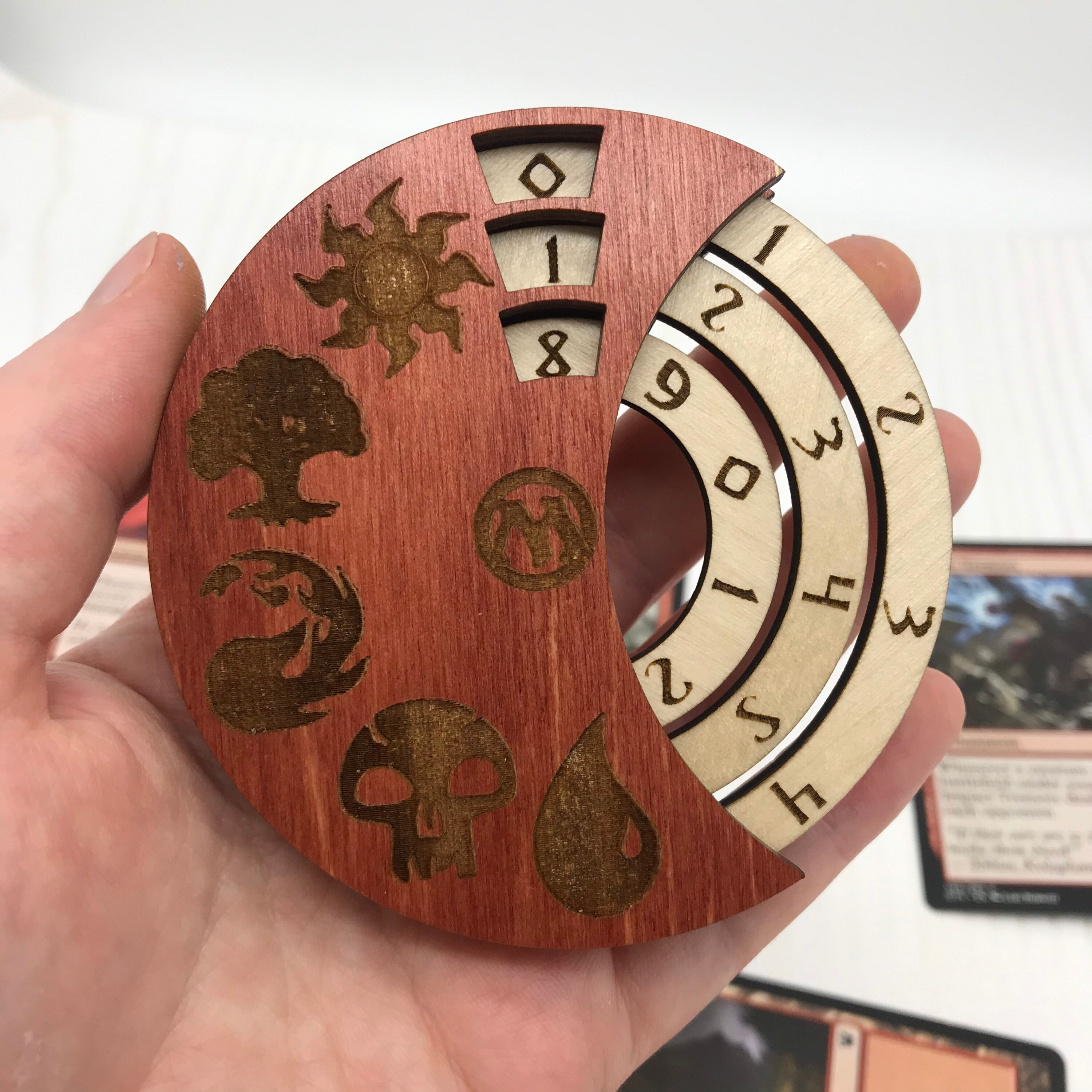 Wooden Radial 3 Digit MTG Life Counter, MTG HP Tracker, Dnd
