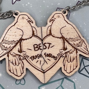 Friendship Best Trash Goblins Keyrings, pigeon Keyring, Trash Bird, Bin Chicken, Exhausted Pigeon, Couple Keyrings