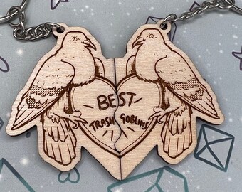 Friendship Best Trash Goblins Keyrings, pigeon Keyring, Trash Bird, Bin Chicken, Exhausted Pigeon, Couple Keyrings