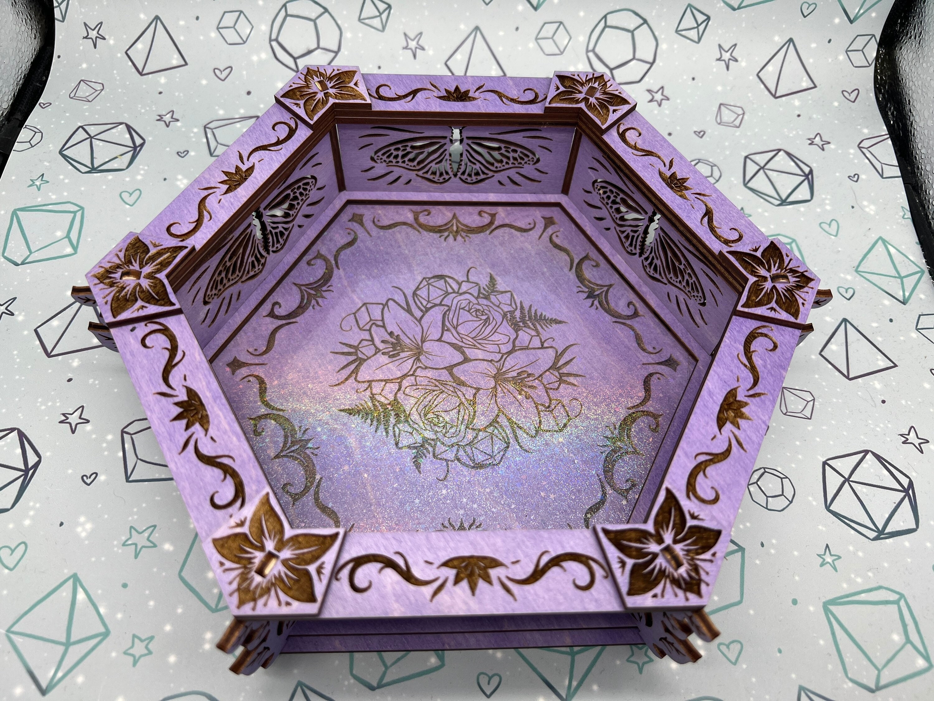 Custom colour Fae Court Dice Tray, Dungeons and Dragons Dice Tray, Wild Beyond the Witchlight, Pathfinder, Tabletop Dice Tray, Fairy Court