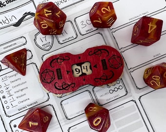 DnD HP Tracker, Birch Wood d20 Life Counter