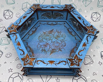 Bandeja de dados de la Corte de las Hadas, base holográfica, madera cortada a láser