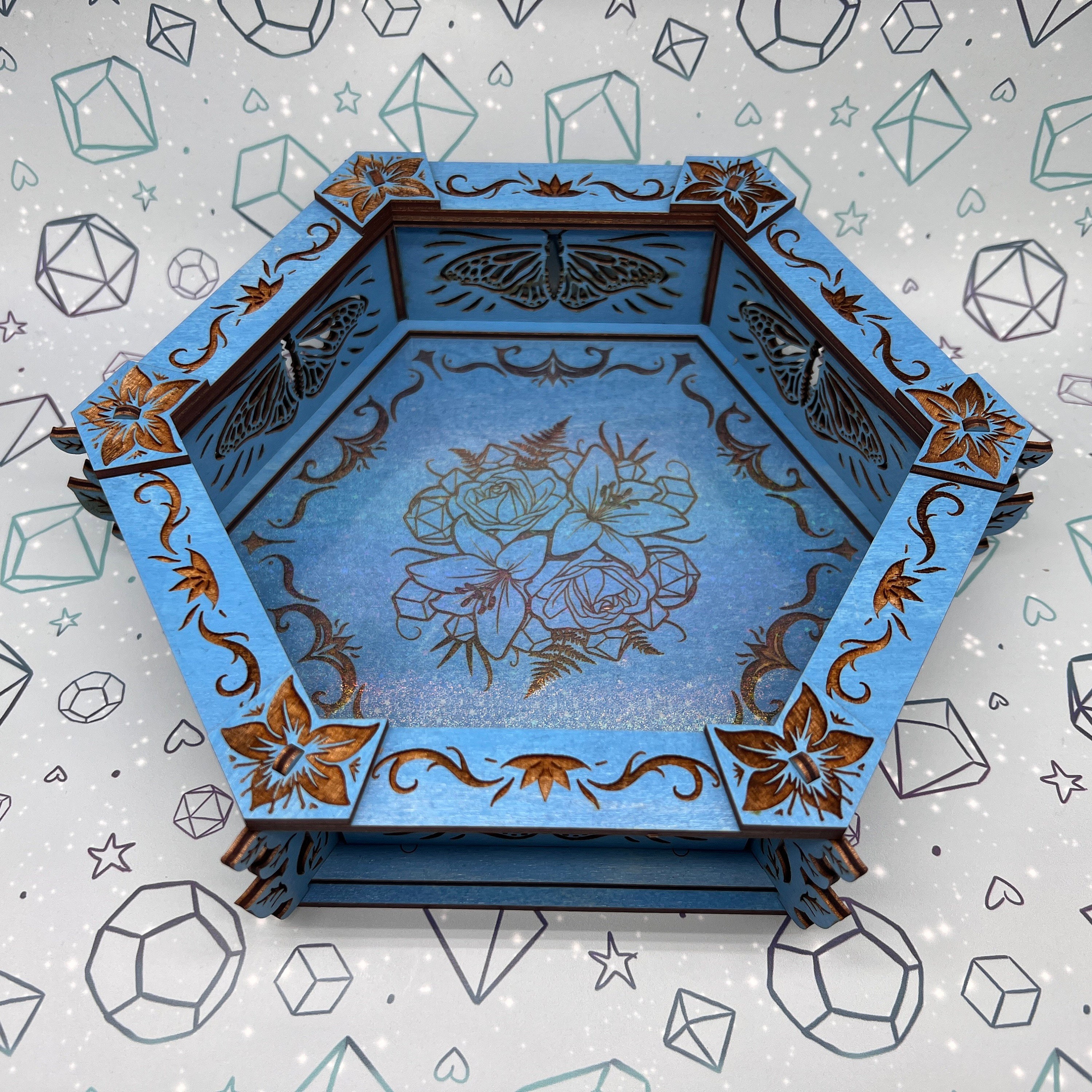 Fae Winter Court Dice Tray, Dungeons and Dragons Dice Tray, Wild Beyond the Witchlight, Pathfinder, Tabletop Dice Tray, Fairy Court