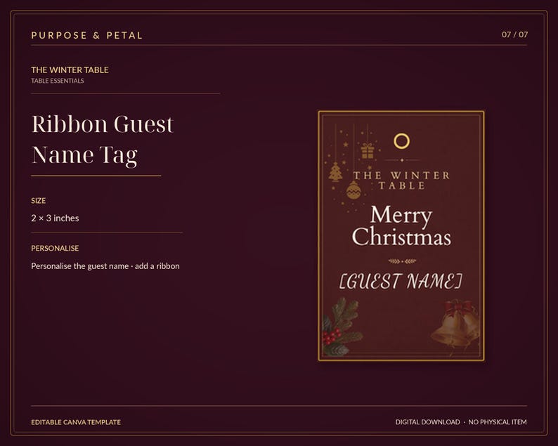 Christmas Table Stationery Bundle | Editable Canva Menus, Place Cards ...