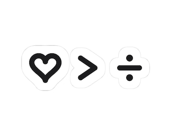 Love Over Division Sticker, Heart Greater Than Divide Sticker, Minimalist Math Symbol Sticker, Equality Sticker, Laptop Decal