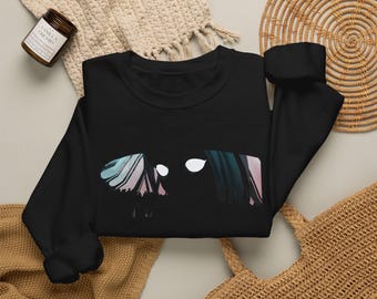 Sweatshirt met gloeiende ogen en schaduwwezen, surrealistische 3D-kunstprint (op bestelling gedrukt)