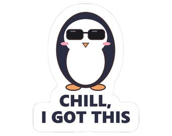 Chill Penguin Sunglasses Sticker, Funny Work Laptop Decal (Glossy Vinyl)