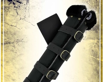 Long Scabbard with Fur - Leather Accessory for LARP and Cosplay