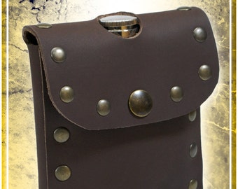 Studded Flask Holder - Leather Accessory for LARP and Cosplay