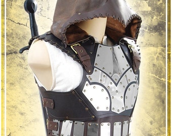 Scoundrel Armor with Hood and Stainless Steel - Leather Armor for LARP and Cosplay