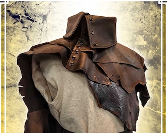 Hunter's High Collar - Braun - Lederrüstung für LARP und Cosplay