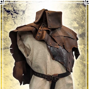 Hunter's High Collar Brown Leather Armor for LARP and Cosplay image 1