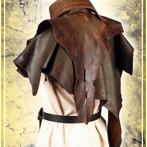 Hunter's High Collar Brown Leather Armor for LARP and Cosplay image 3