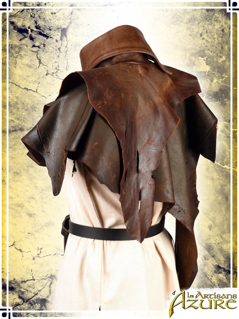 Hunter's High Collar Brown Leather Armor for LARP and Cosplay image 3