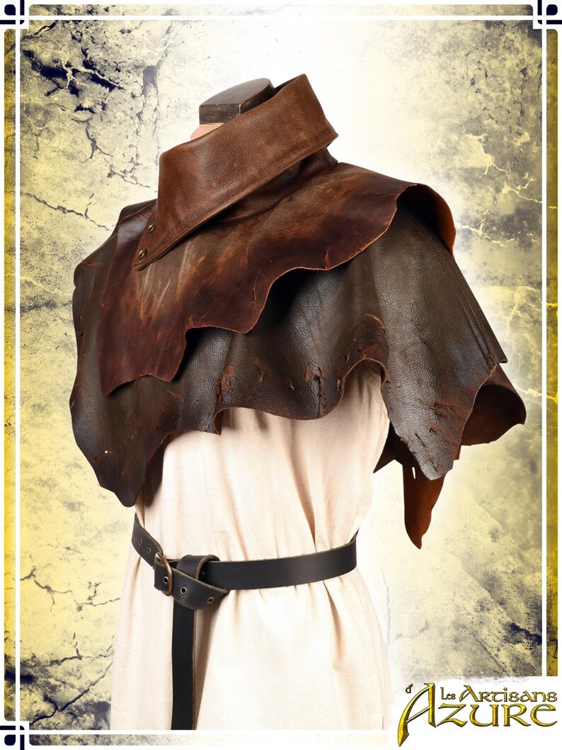 Hunter's High Collar Brown Leather Armor for LARP and Cosplay image 4