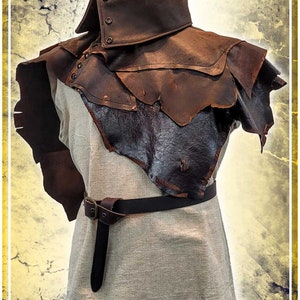 Hunter's High Collar Brown Leather Armor for LARP and Cosplay image 2