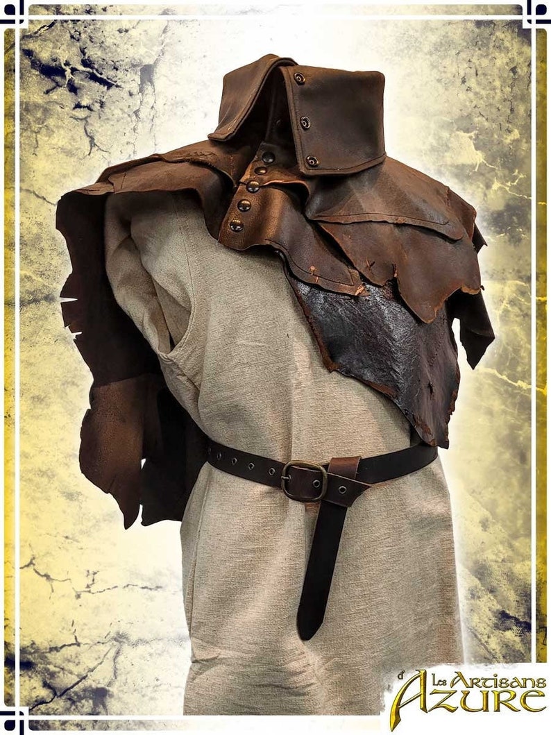 Hunter's High Collar Brown Leather Armor for LARP and Cosplay image 1