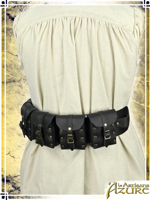 Multi-pouches Belt Leather Accessory for LARP and Cosplay -  Canada