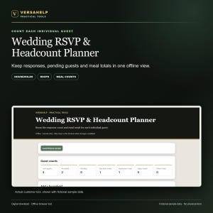 Wedding RSVP & Headcount Planner | Offline workflow tool | VersaHelp