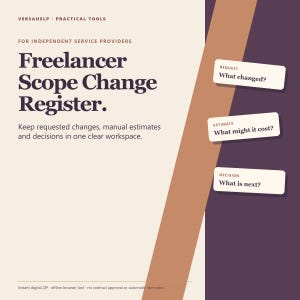Freelancer Scope Change Register | Offline Client Change Request Tracker | VersaHelp