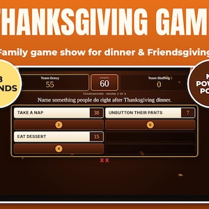 Thanksgiving Game Show for Laptop, 28 Rounds, Friendsgiving Party Game, Family Game Night, No PowerPoint