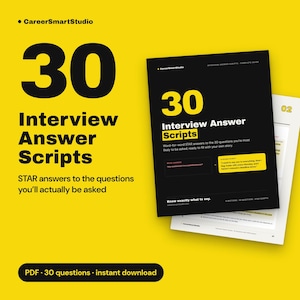 Interview Answer Scripts | 30 Common Questions with STAR Method Answers | Job Interview Prep Guide PDF | Instant Download