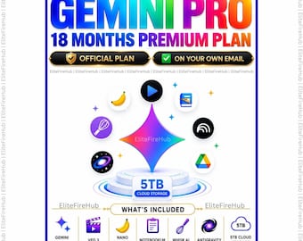 Gemini Pro Bundle, Einlöselink, 5 TB Speicher, Veo3, Flow, Nano Banana, Antigravity, NotebookLM, Privatkonto, 100 % funktionsfähig, schneller Service