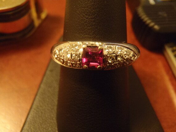 SPRING SALE Italian 14K White Gold Ruby Diamond B… - image 5