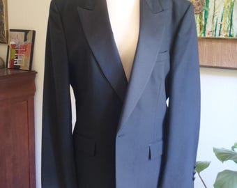 Classic Black Wool Double Breasted Tuxedo Suit