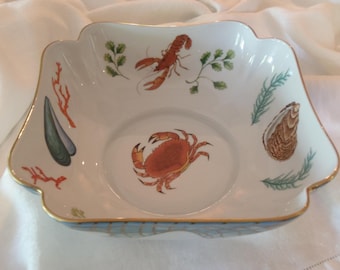 RARE Lynn Chase Saint Tropez 9 Inch Serving Bowl 24K Gold Trim MINT Condition FREE Ship